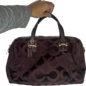 COACH Taylor handbag purple purse F25503 duffel satchel C bag burgundy classic
